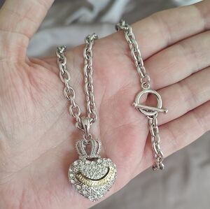 Juicy Couture Pave Crown Heart Necklace